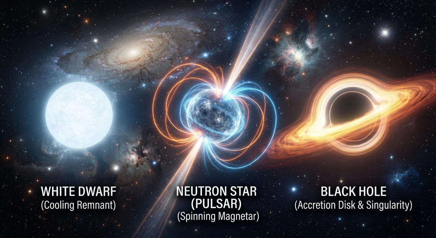 Black Holes, Neutron Stars, and White Dwarfs: How Stellar Corpses Differ